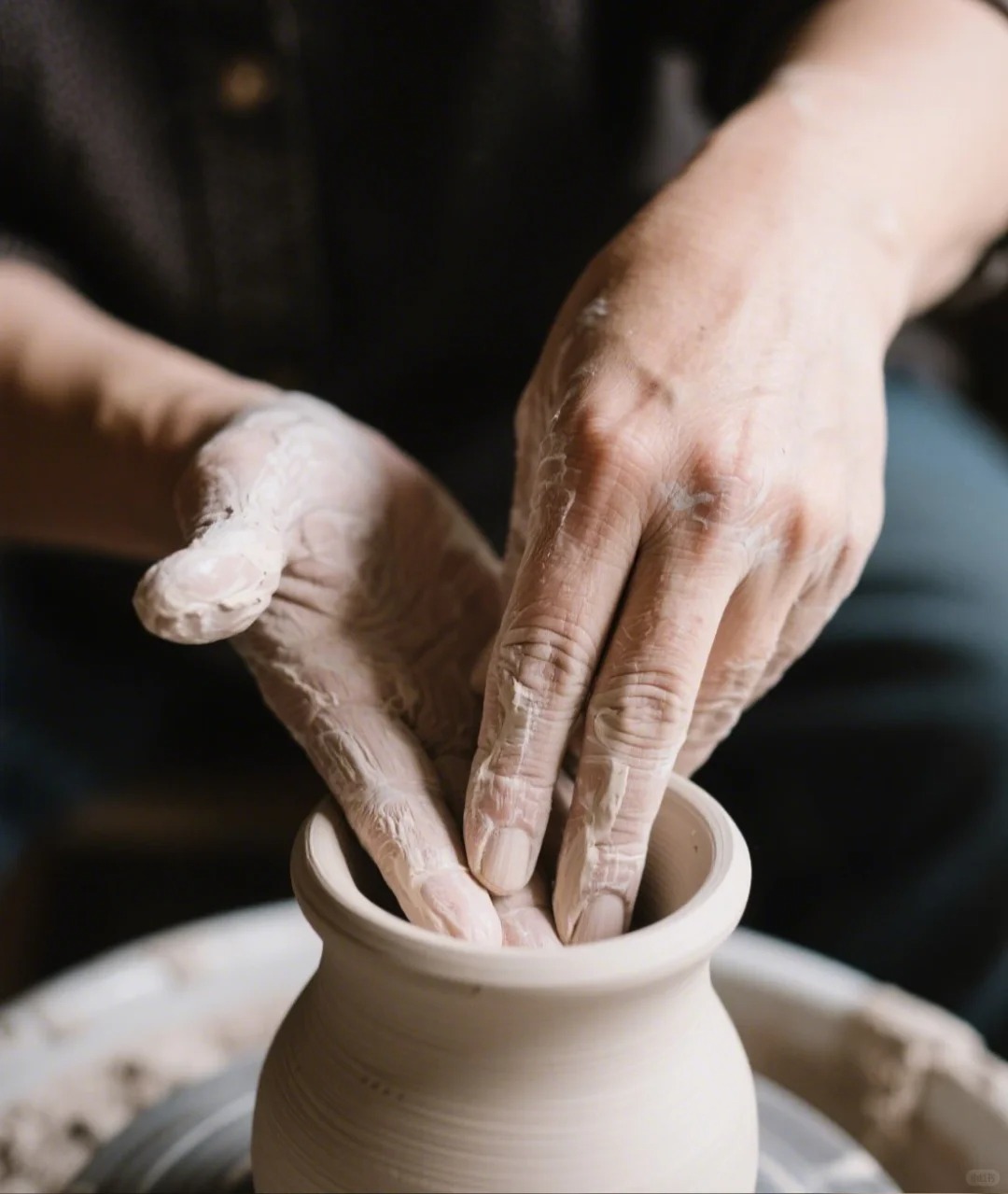 Ceramic artisan shaping clay
