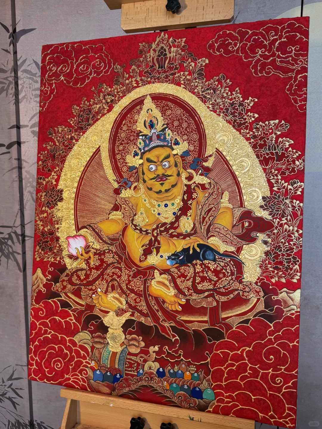 Green Tara thangka detail