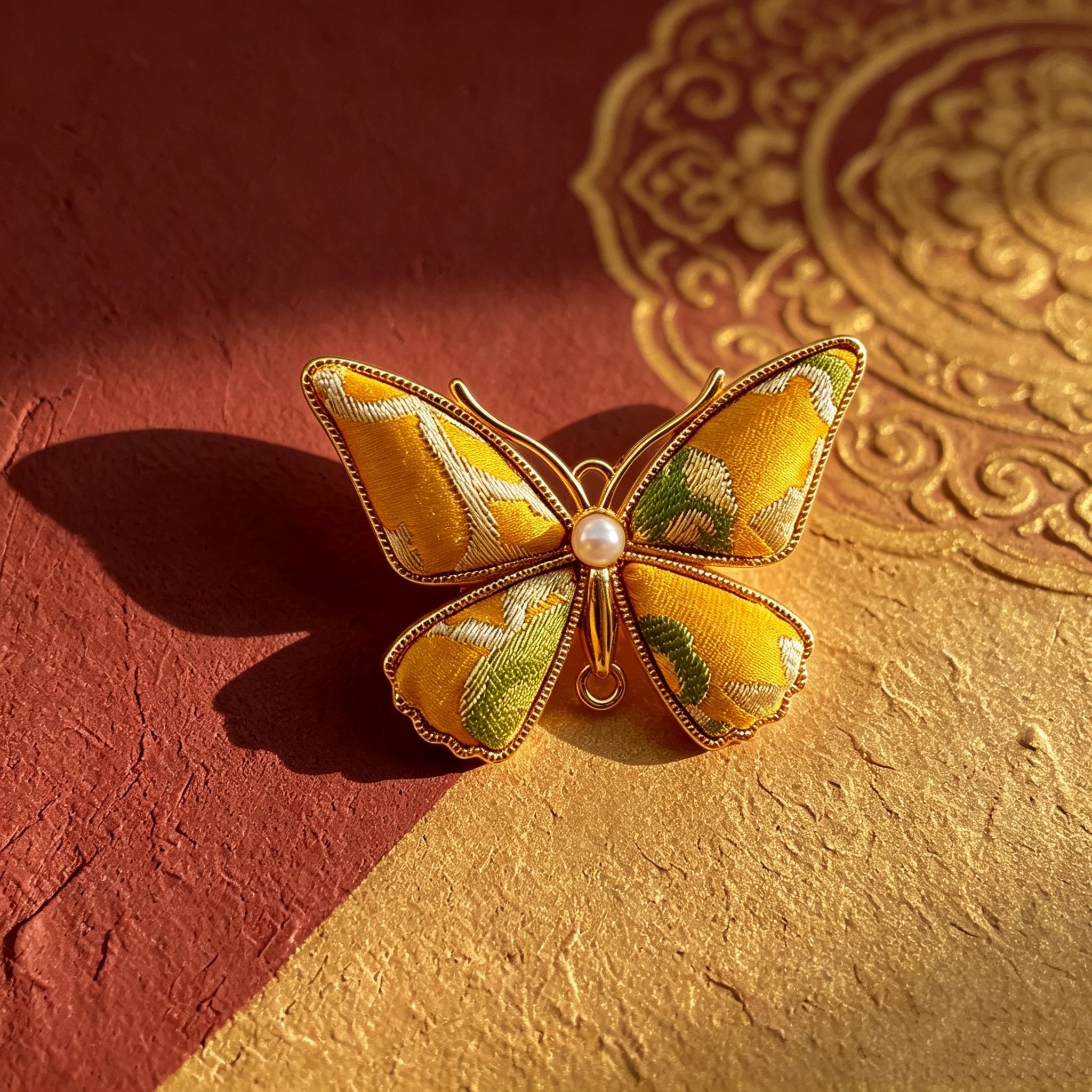 Tibetan silk butterfly brooch